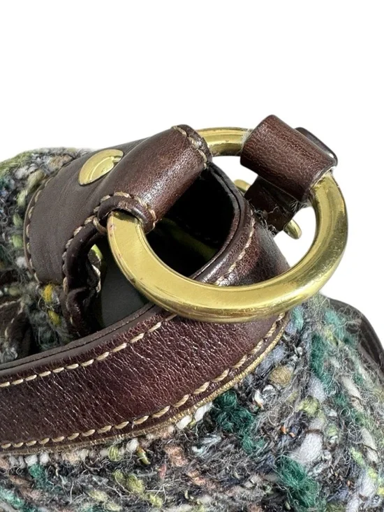 RARE VTG Coach Soho Womens Tweed Shoulder Bag Wool Alpaca Brown Green Y2K - Picture 7 of 16